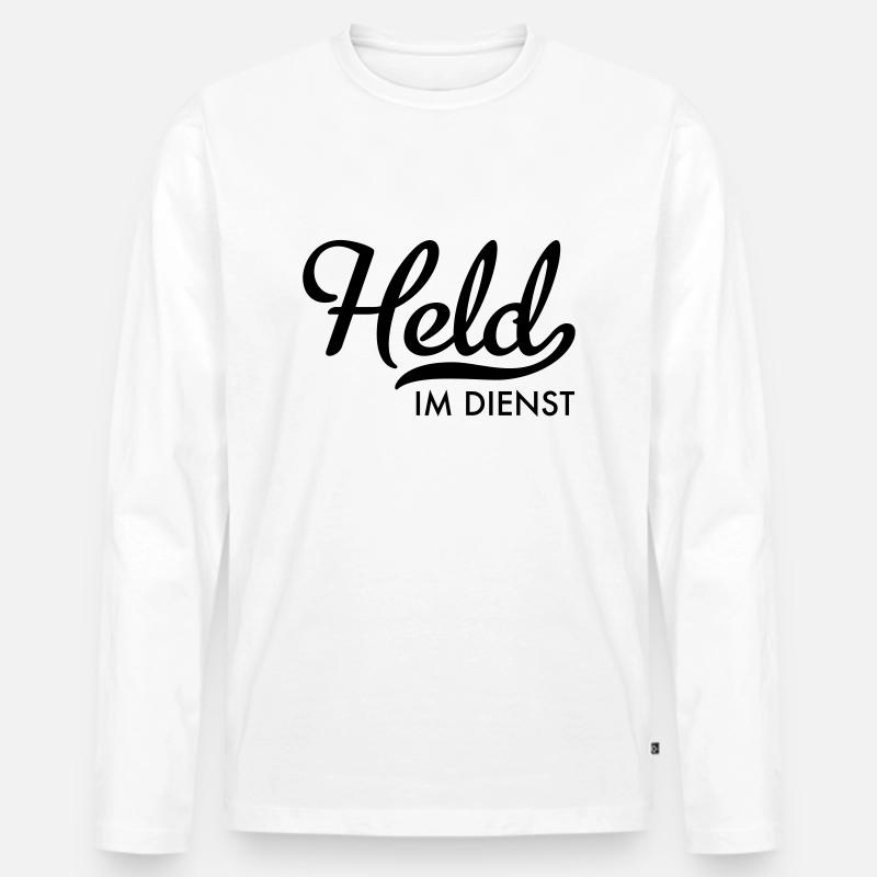 Held im Dienst - Männer Premium Bio Langarmshirt - Weiß