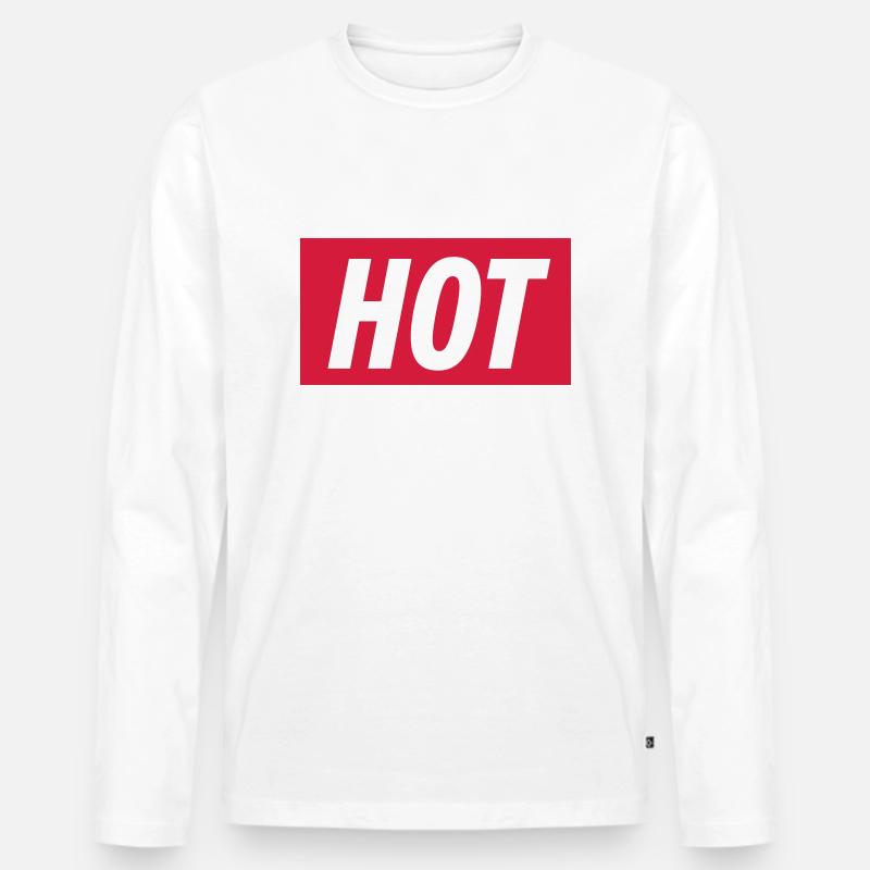 hot - Männer Premium Bio Langarmshirt - Weiß