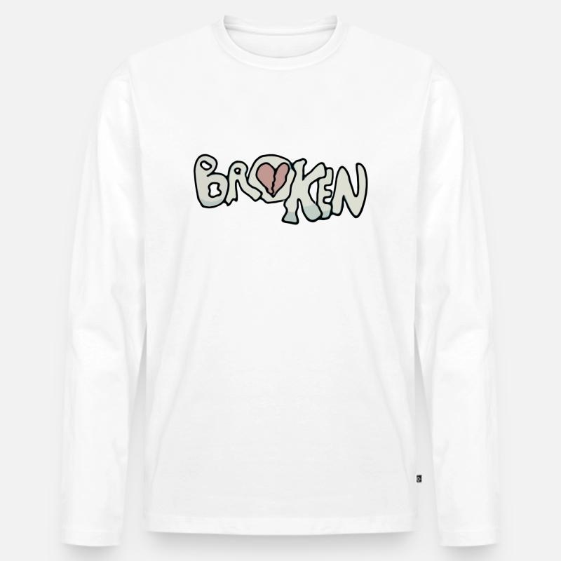 Broken Heart - Männer Premium Bio Langarmshirt - Weiß