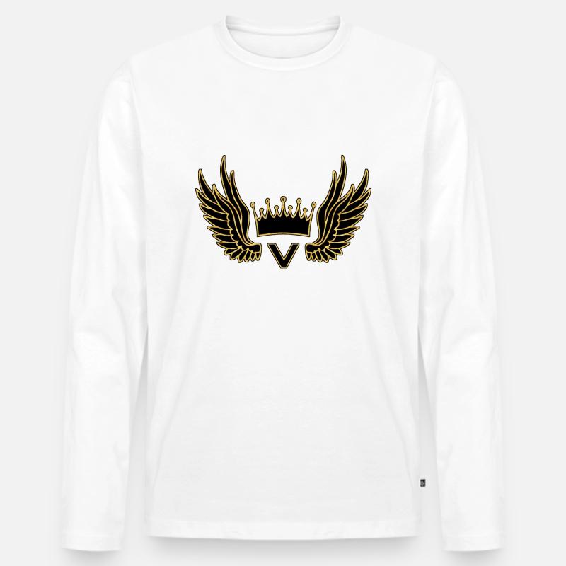Crown - Männer Premium Bio Langarmshirt - Weiß