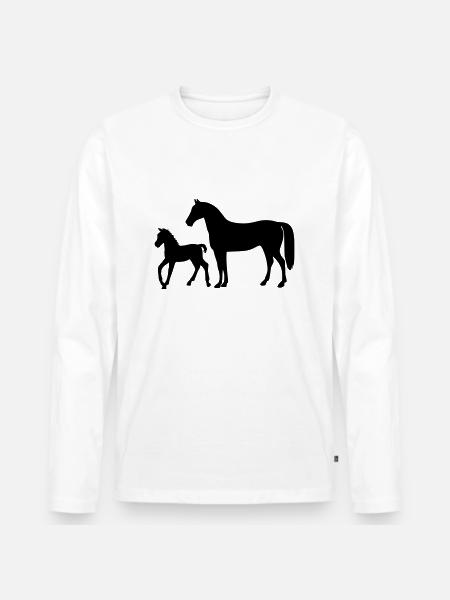 Pferd mit Fohlen - Männer Premium Bio Langarmshirt - Weiß