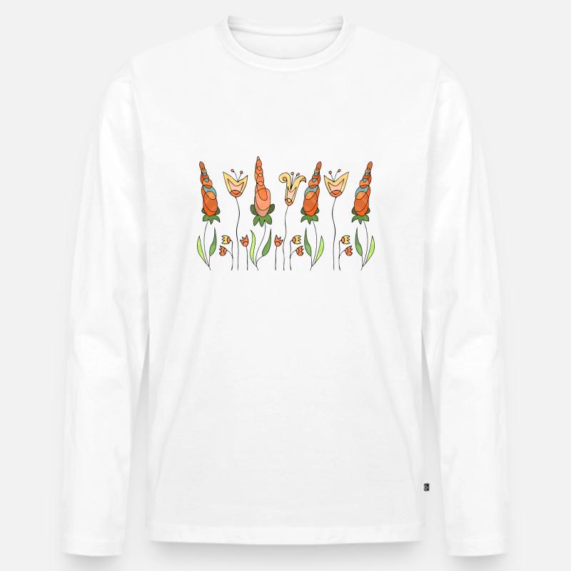 Blumen - Männer Premium Bio Langarmshirt - Weiß