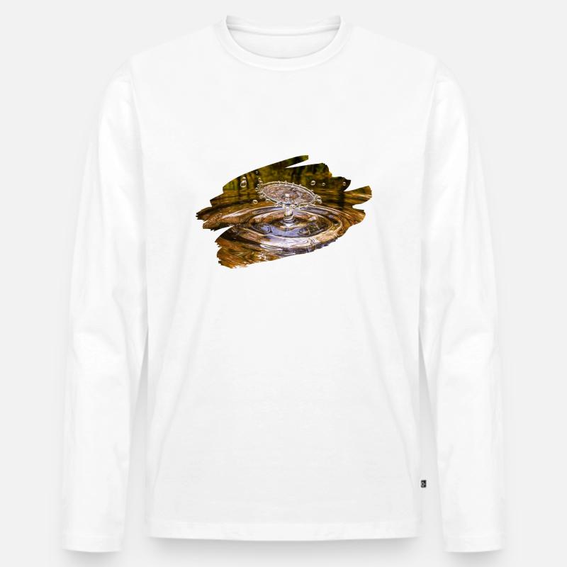 Wassertropfen - Männer Premium Bio Langarmshirt - Weiß