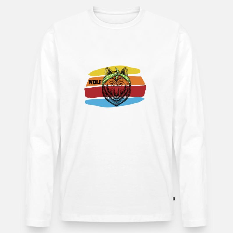 WOLF - Männer Premium Bio Langarmshirt - Weiß