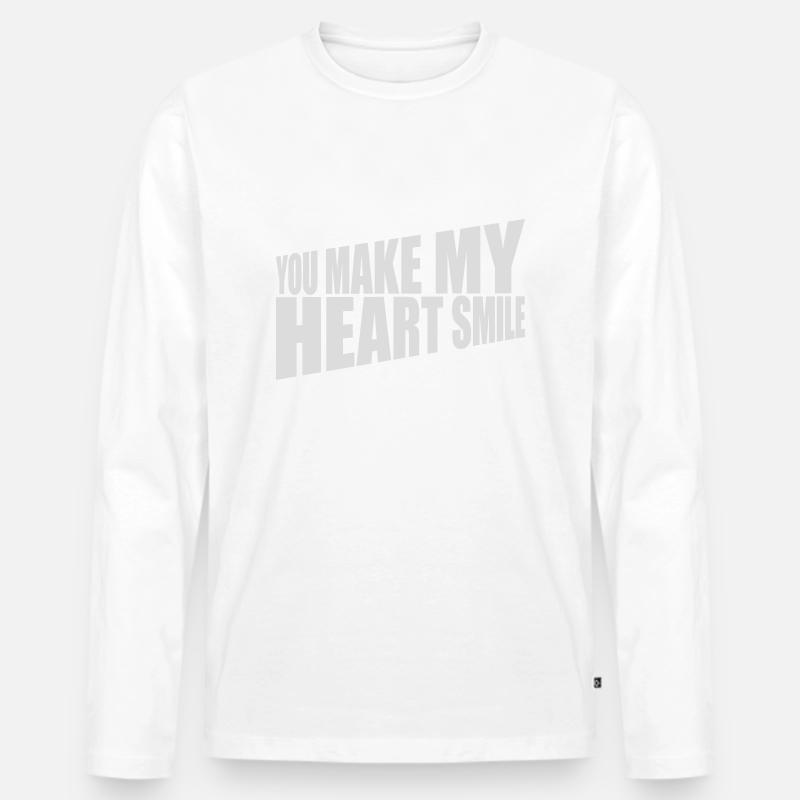 make my heart smile - Männer Premium Bio Langarmshirt - Weiß
