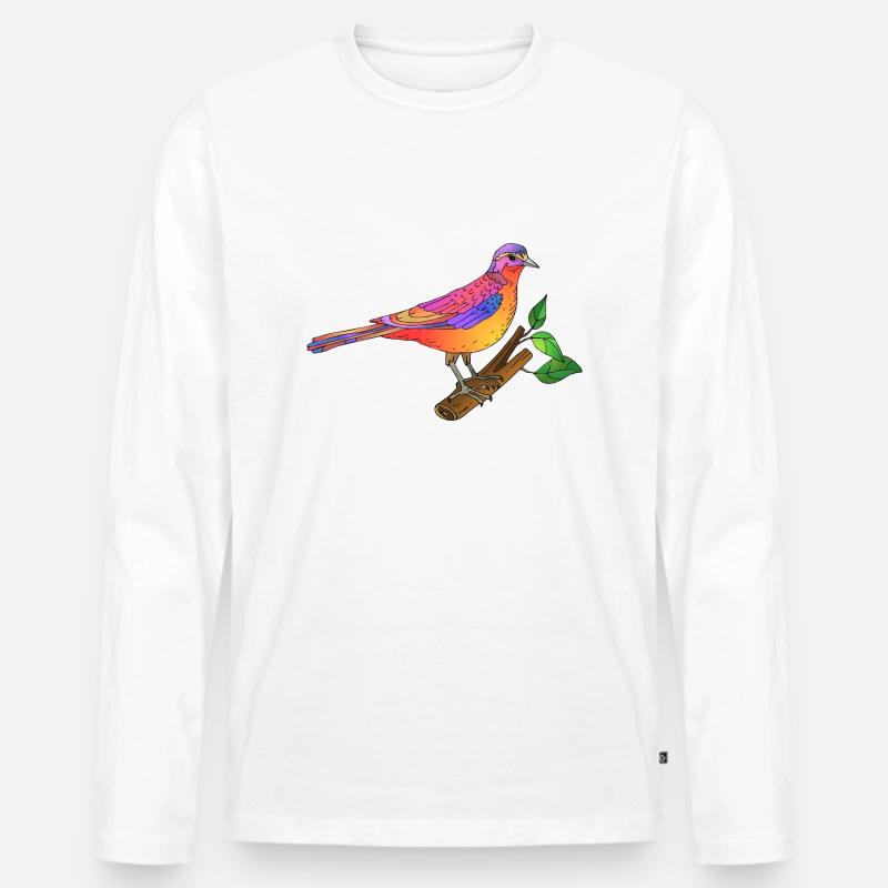 Vogel - Männer Premium Bio Langarmshirt - Weiß