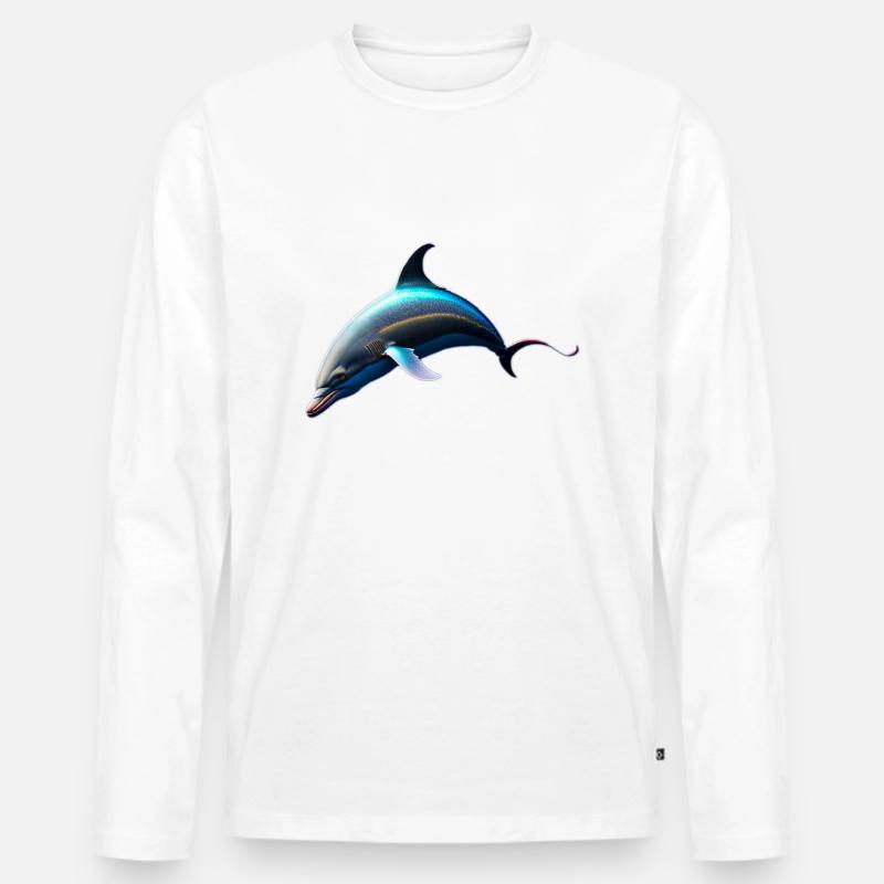 Delfin - Männer Premium Bio Langarmshirt - Weiß