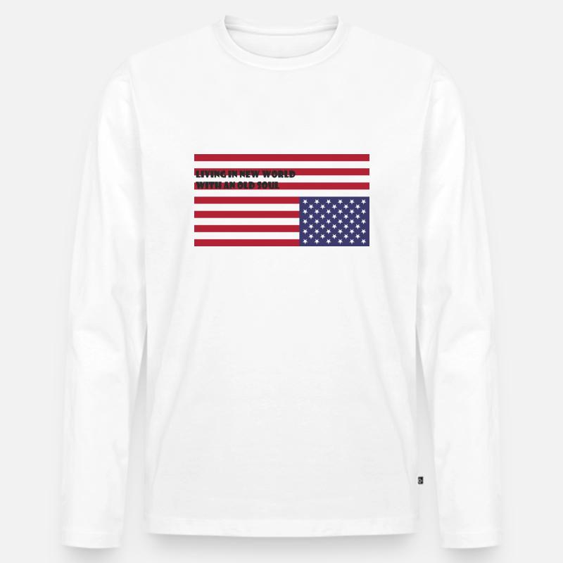 Leben in einer neuen Welt mit einer alten Seele - Männer Premium Bio Langarmshirt - Weiß