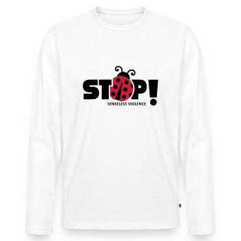 Stop senseless violence. Senseless violence, - Men's Premium Organic Long Sleeve Shirt - white - Front - Nico (187cm)