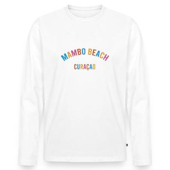 Mambo Beach - Curacao - Dutch Caribbean - Karibik - Männer Premium Bio Langarmshirt - Weiß - Vorne - Nico (187cm)