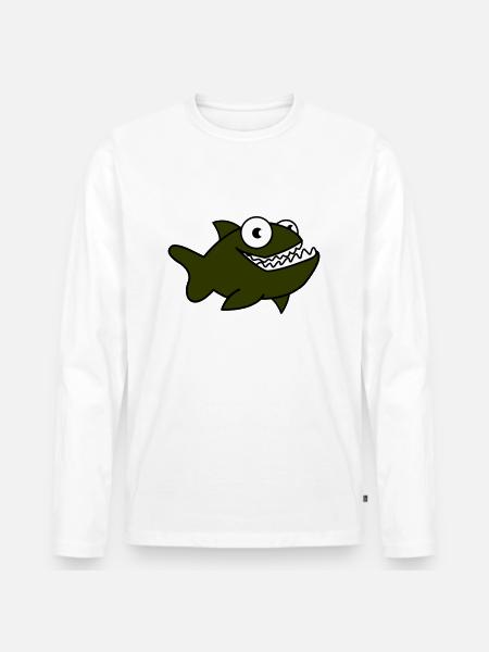 Piranha 01 - Men's Premium Organic Long Sleeve Shirt - white