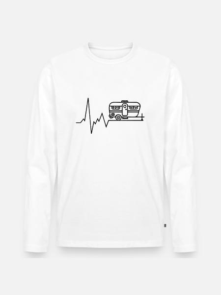 Heartbeat caravan camping holiday - Men's Premium Organic Long Sleeve Shirt - white
