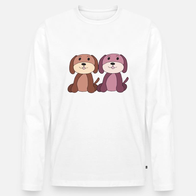 zwei hunde junge mädchen - Männer Premium Bio Langarmshirt - Weiß