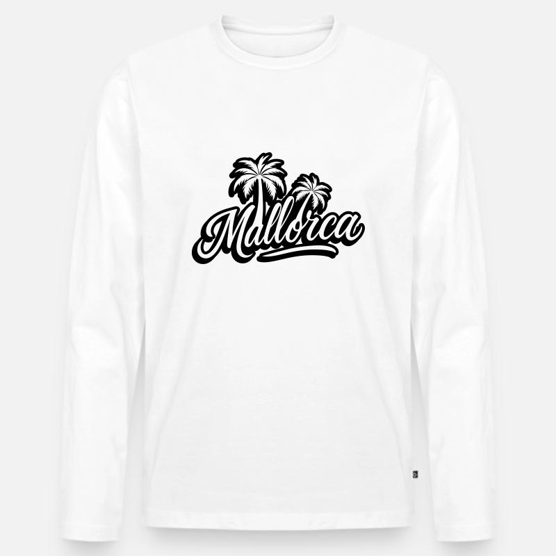 Mallorca Palmen - Männer Premium Bio Langarmshirt - Weiß