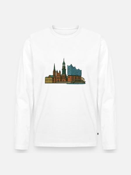 Hamburg Skyline - Men's Premium Organic Long Sleeve Shirt - white