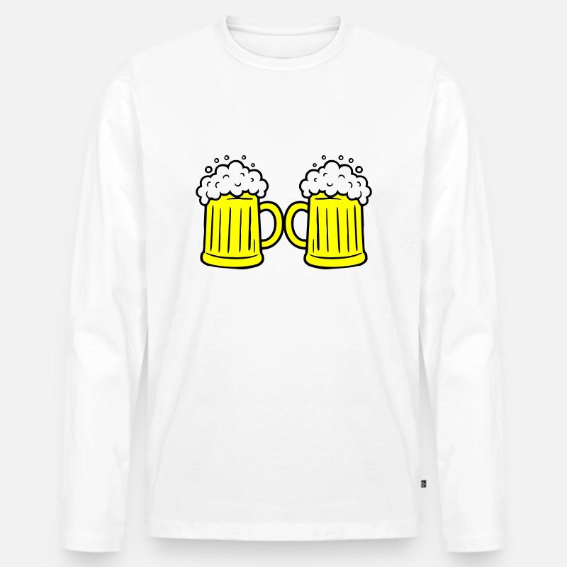Bierglas Anstoßen - Männer Premium Bio Langarmshirt - Weiß