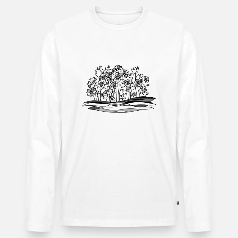 Blumen - Männer Premium Bio Langarmshirt - Weiß