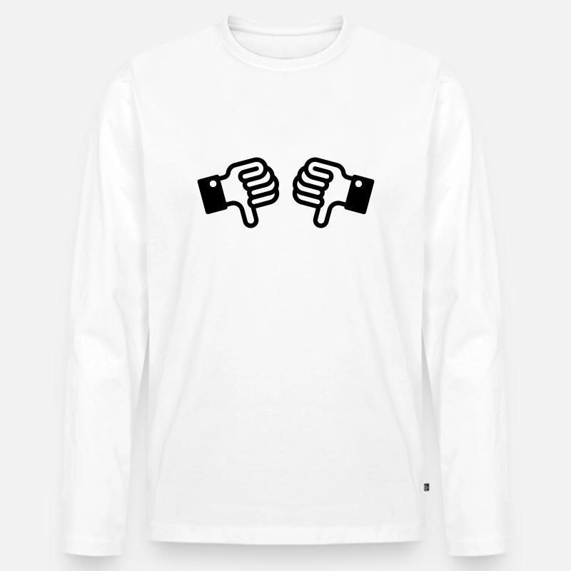 Daumen runter / Thumbs down (2) - Männer Premium Bio Langarmshirt - Weiß