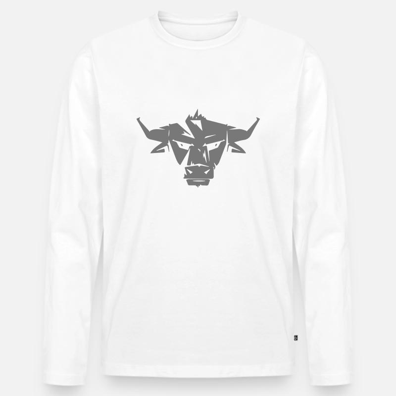 Stier - Männer Premium Bio Langarmshirt - Weiß