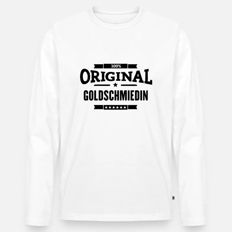 100% Goldschmiedin - Männer Premium Bio Langarmshirt - Weiß
