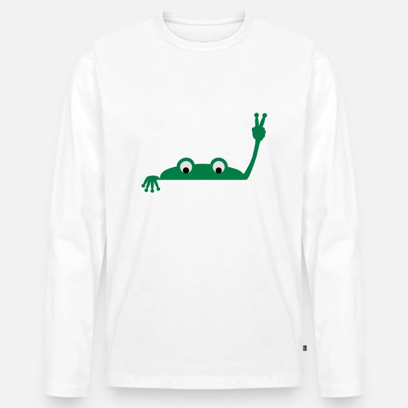 Frog face - Männer Premium Bio Langarmshirt - Weiß