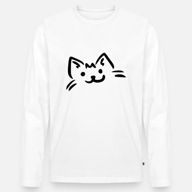 Katze - Männer Premium Bio Langarmshirt - Weiß