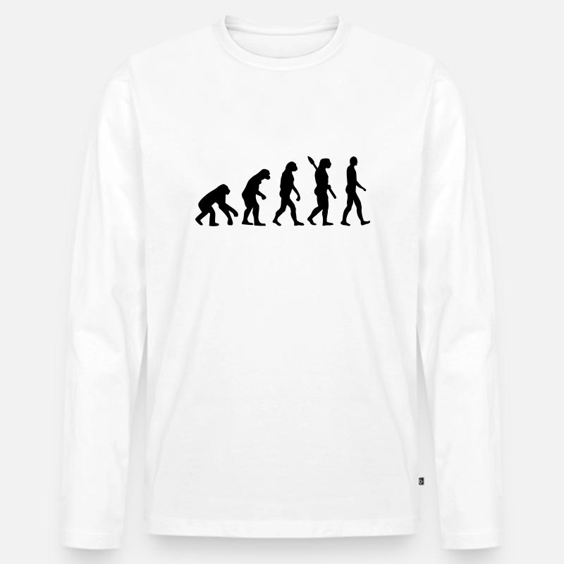 Evolution - Männer Premium Bio Langarmshirt - Weiß