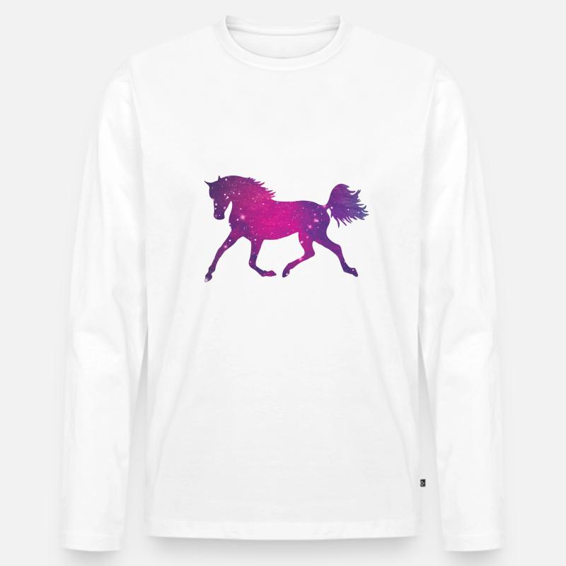 Pferd Silhouette Galaxy Space Universum - Männer Premium Bio Langarmshirt - Weiß