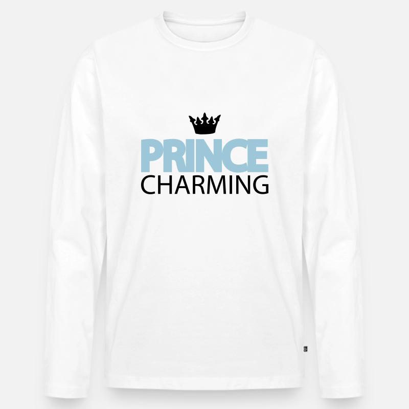 prince_charming prinz charmant krone - Männer Premium Bio Langarmshirt - Weiß