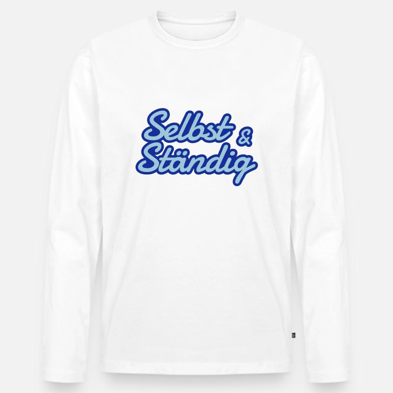 Selbstständig - selbst und ständig - Männer Premium Bio Langarmshirt - Weiß