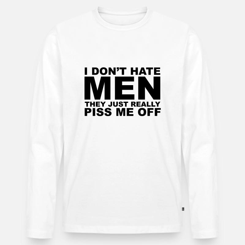 Hate Men - Männer Premium Bio Langarmshirt - Weiß