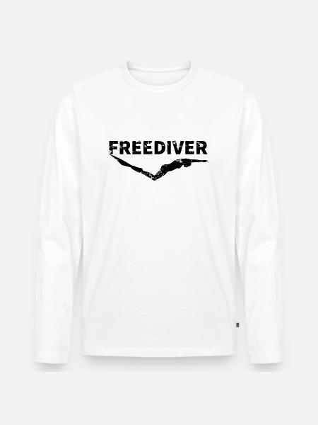 Apnoe-Taucher horizontal - Männer Premium Bio Langarmshirt - Weiß
