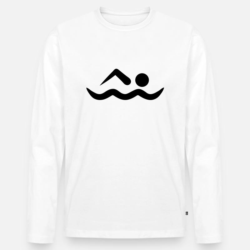 Schwimmen - Männer Premium Bio Langarmshirt - Weiß