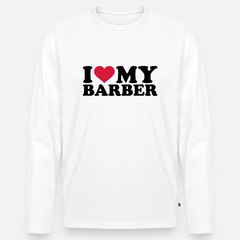 Barbier - Männer Premium Bio Langarmshirt - Weiß