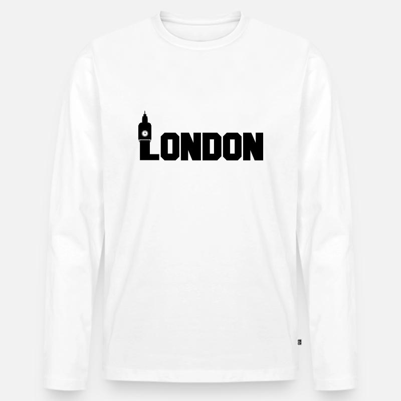 london - Männer Premium Bio Langarmshirt - Weiß