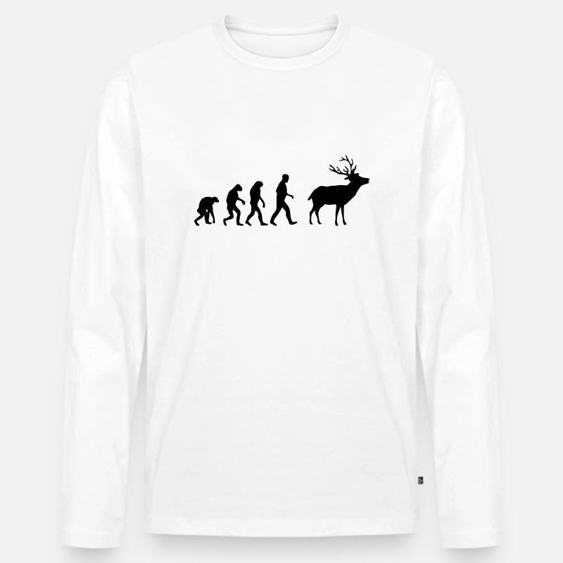 hirsch evolution - Männer Premium Bio Langarmshirt - Weiß