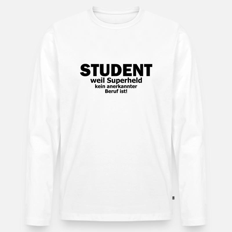 student - Männer Premium Bio Langarmshirt - Weiß