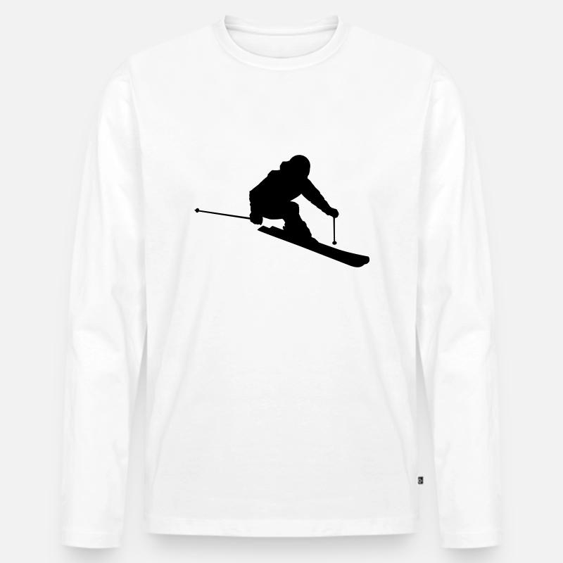 Skier 2 (Vector) - Männer Premium Bio Langarmshirt - Weiß