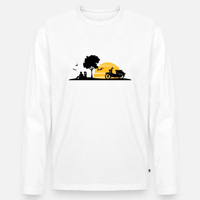 Fahrzeug - Schalbe Baum Sonne - Männer Premium Bio Langarmshirt - Weiß
