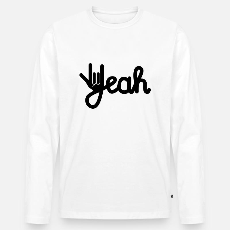 Yeah - Männer Premium Bio Langarmshirt - Weiß