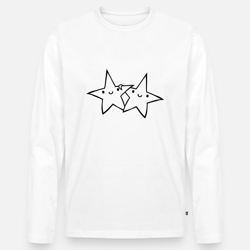 2 Sternchen Paar - Männer Premium Bio Langarmshirt - Weiß