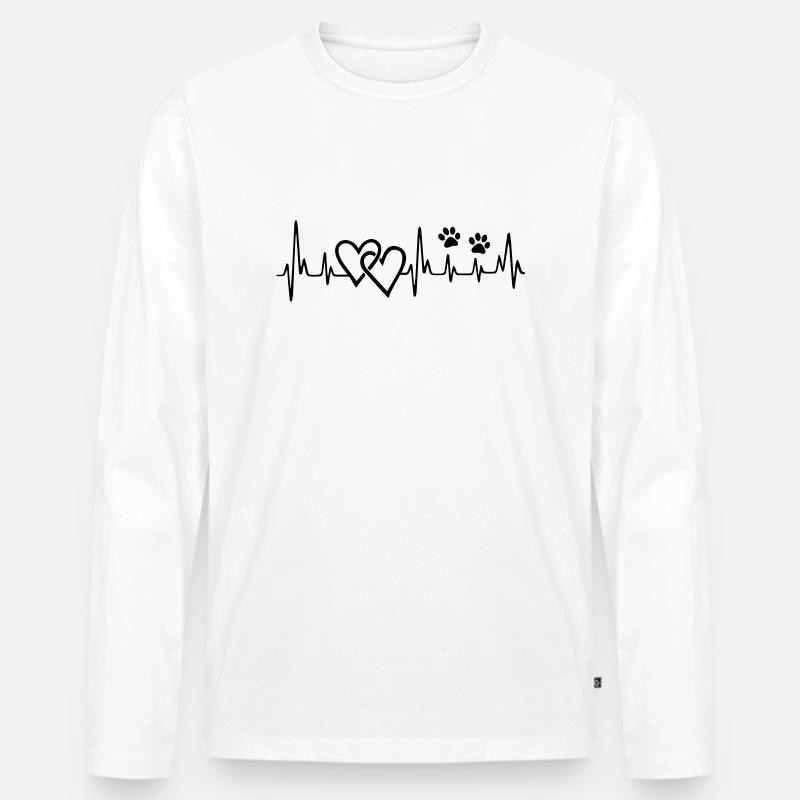 Motiv Hundeherzschlag - Männer Premium Bio Langarmshirt - Weiß
