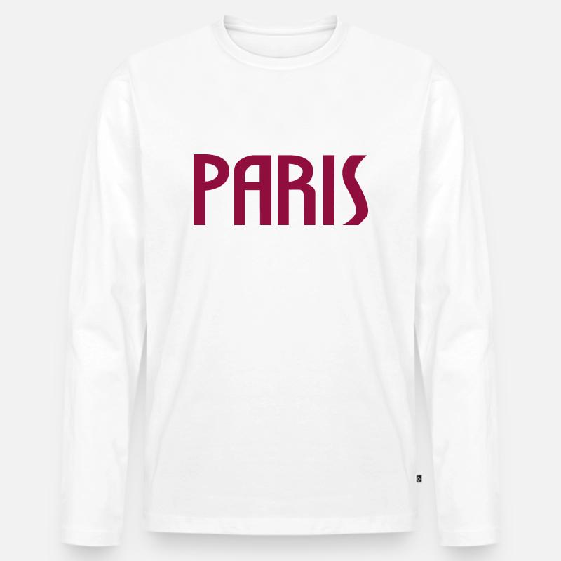 Paris - Männer Premium Bio Langarmshirt - Weiß