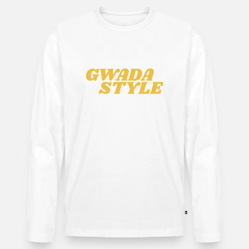 Gwada-Stil - Männer Premium Bio Langarmshirt - Weiß