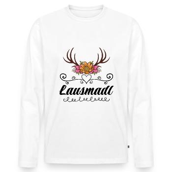 Lausmadl | Trachten Mode Dirndl - Männer Premium Bio Langarmshirt - Weiß - Vorne - Nico (187cm)