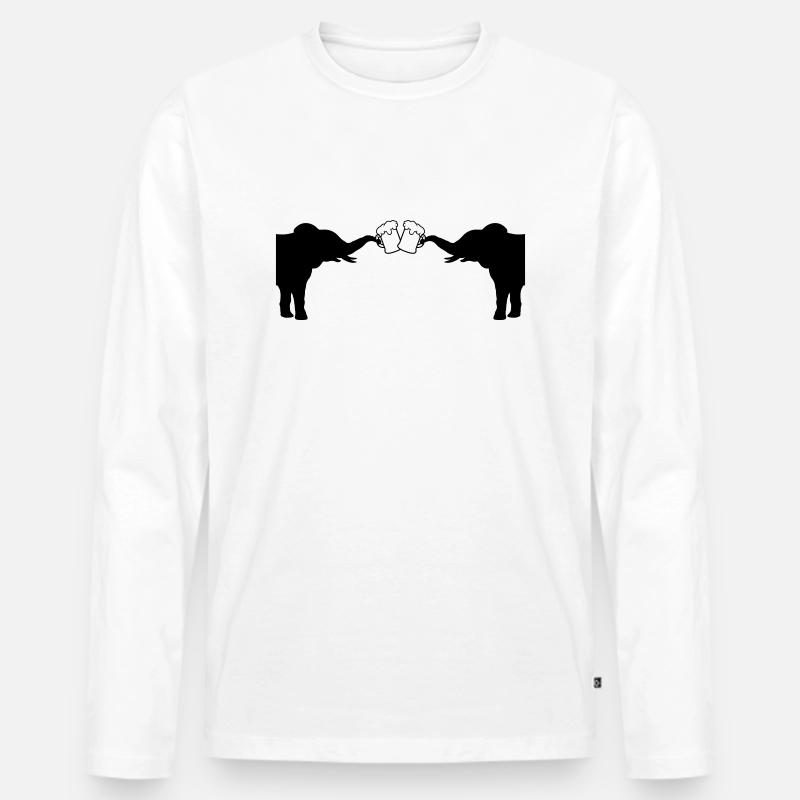 Anstoßen 2 Elefanten Bier - Männer Premium Bio Langarmshirt - Weiß
