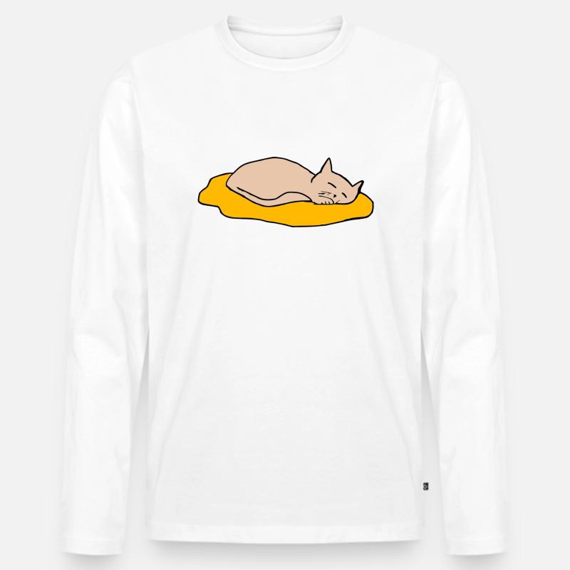 Katze - Männer Premium Bio Langarmshirt - Weiß