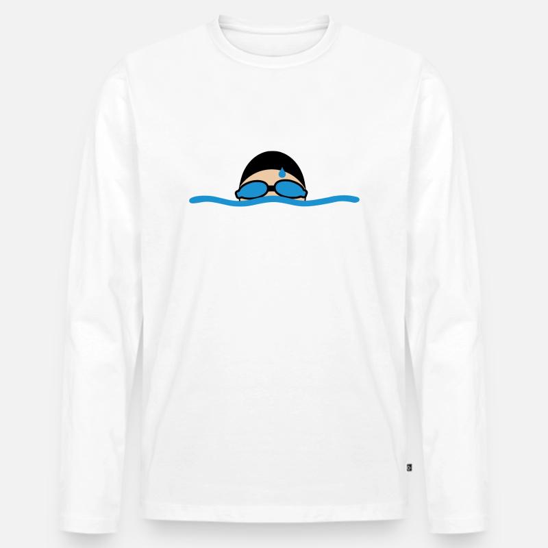 schwimmen - Männer Premium Bio Langarmshirt - Weiß