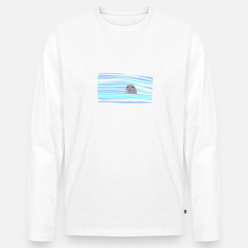 Robbe - Männer Premium Bio Langarmshirt - Weiß