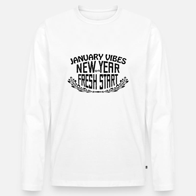 Januar-Vibes Neujahrs-Neustart - Männer Premium Bio Langarmshirt - Weiß